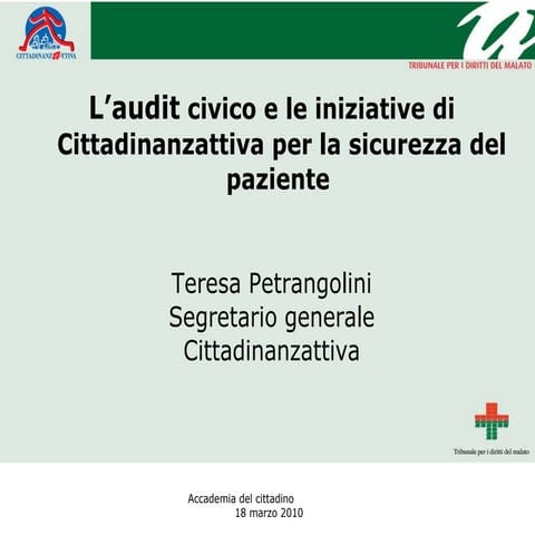 Petrangolini. L’audit civico e le iniziative di Cittadinanzattiva per la sicurezza del paziente 