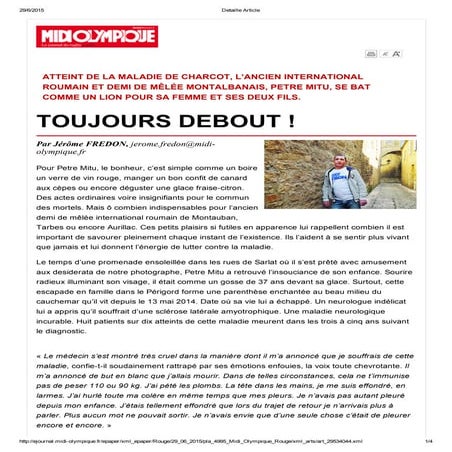 Portrait de Petre Metu, l'ancien international roumain atteint de la maladie ...