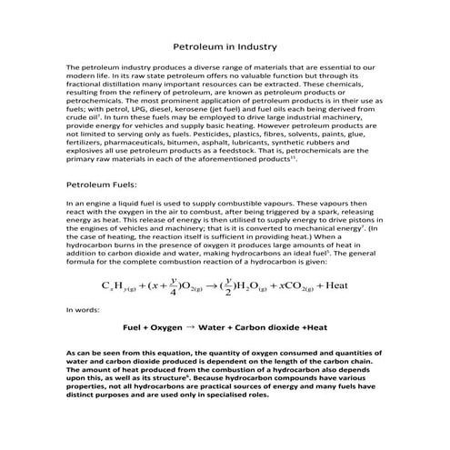 Petroleum and Kerosene in Industry