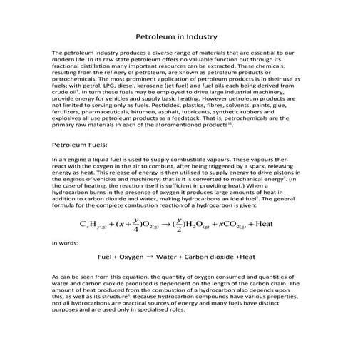 Petroleum and Kerosene in Industry