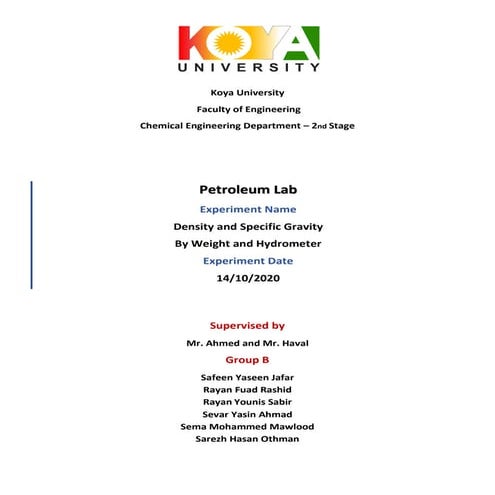 Petroleum lab   experiment 01 - density and sp. gr. - by-syj