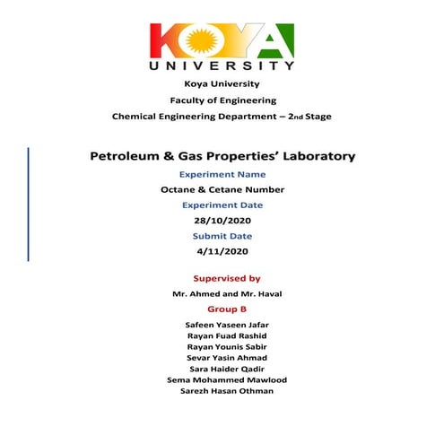 Petroleum lab   experiment 02 -  octane number and cetane number