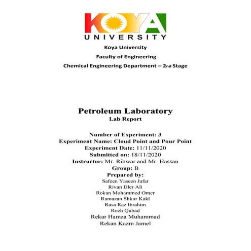 Petroleum lab   experiment 03 -  cloud pour point