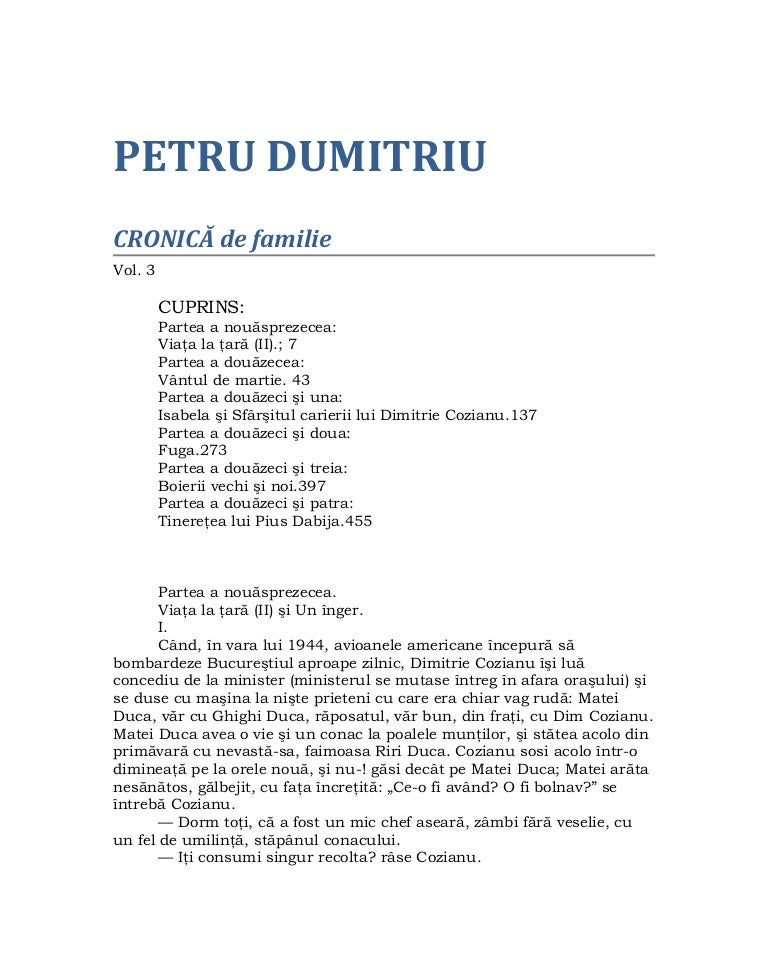 cronica de familie petru dumitriu pdf to excel