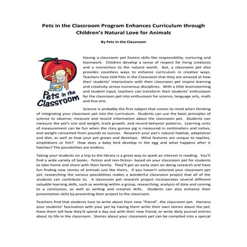 Why Classroom Pets Matter | PDF