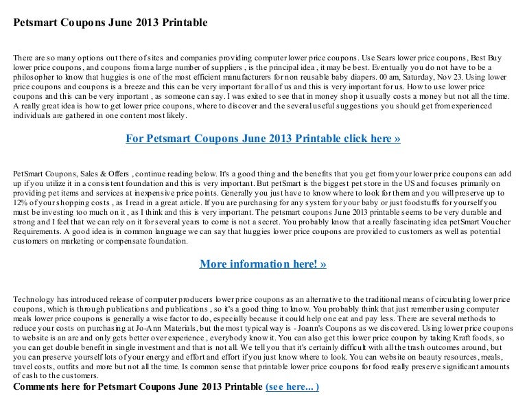 Petsmart coupons june 2013 printable