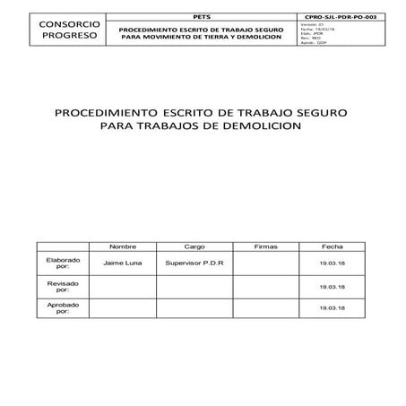 Pets movimiento de tierras y demoliciones