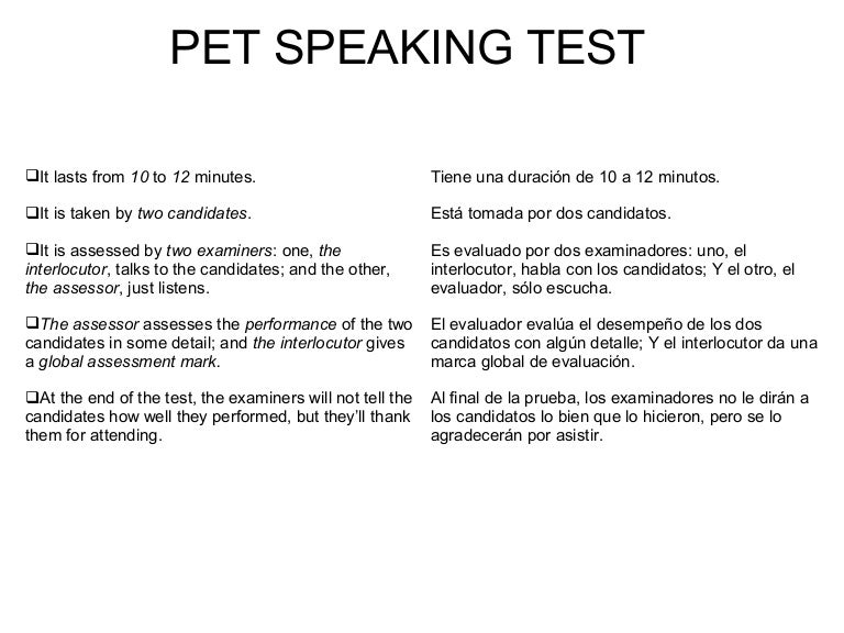 Pet speaking exam