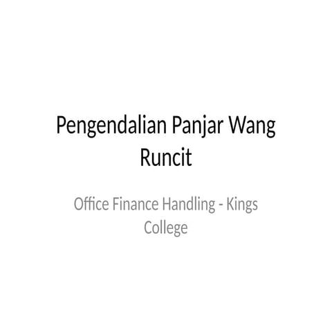 Petty cash Workplace Working LAnguage Notes for Diploma Students