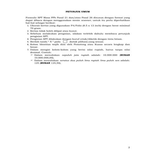 Petunjuk umum spt masa