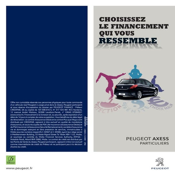 CREDIPAR et PEUGEOT FINANCE le Pack Peugeot Axess PDF