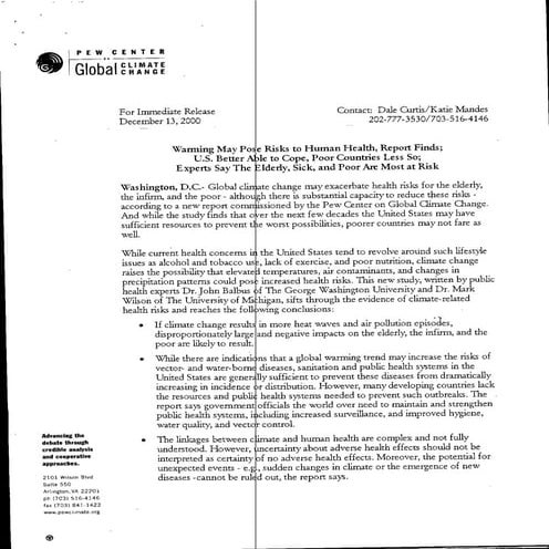 Pew Center Press Releases