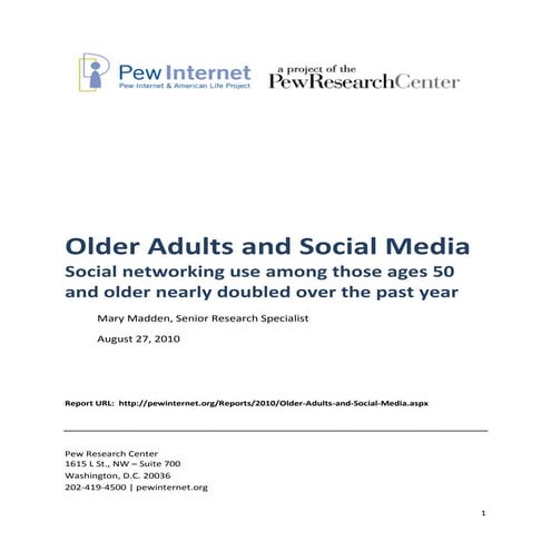 Pew internet  older adults and social media