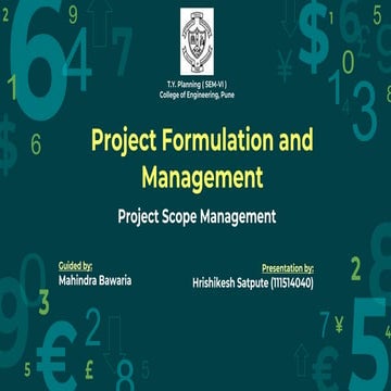 Project Formulation and Management - Project Scope Management