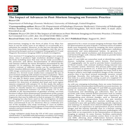 The Impact of Advances in Post-Mortem Imaging on Forensic Practice | PDF