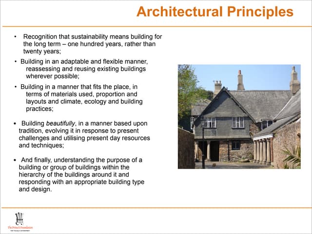 PFBE's Architectural Principles. Part14/16: Sustainability and Tradition