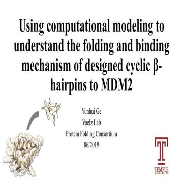 Oral presentation at Protein Folding Consortium Workshop in St Louis