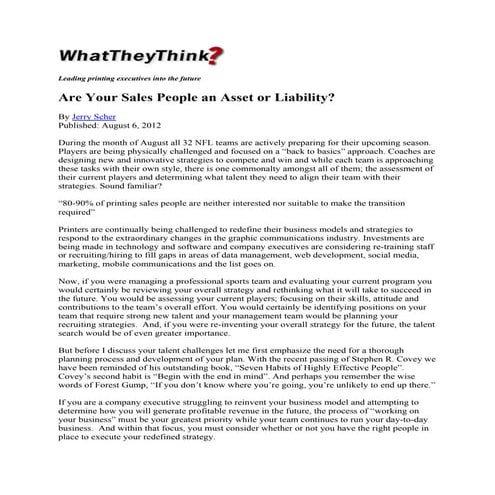 Are Your Sales People an Asset or Liability?