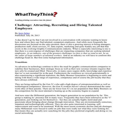 Attracting, Recruiting and Hiring Talented Employees