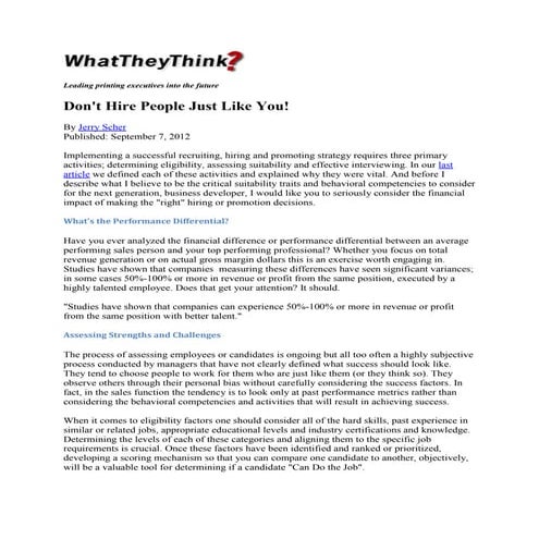 Don't Hire People Just Like You