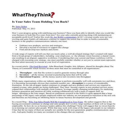 Is Your Sales Team Holding You Back?