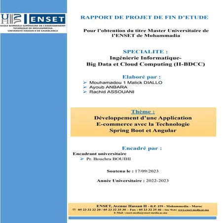 PFE MASTER en Développement d’une Application E-commerce avec la Technologie ...