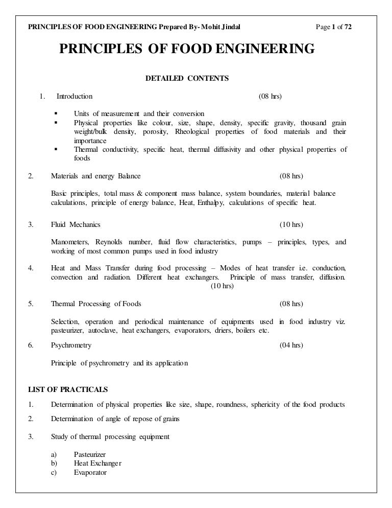 PRINCIPLES OF FOOD ENGINEERING