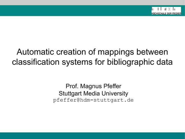 Automatic creation of mappings between classification systems for bibliographic data