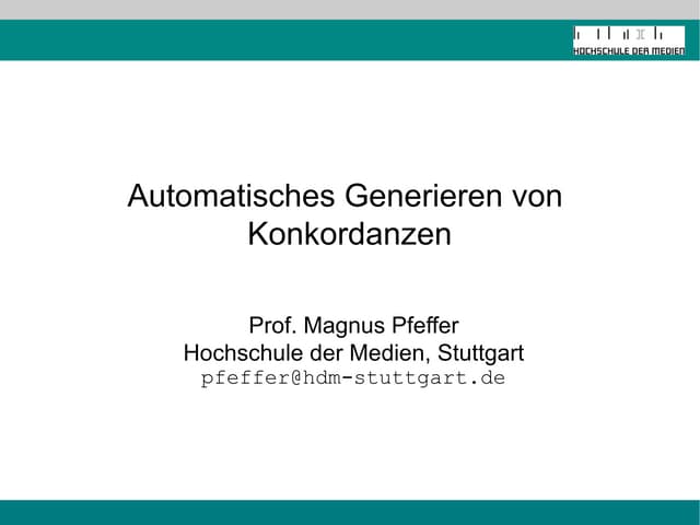Automatisches Generieren von Konkordanzen