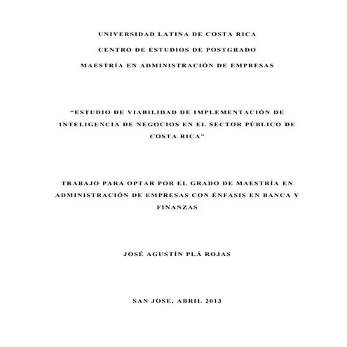 Estudio de viabilidad de implementación de bi en el sector público de Costa Rica