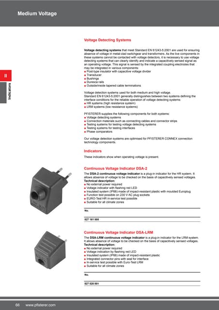 Pfisterer Continuous Voltage Indicators for Encapsulated Systems - Pfisterer ...