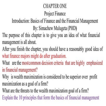 CHAPTER 1 INTRODUCTION TO PROJECT FINANCE