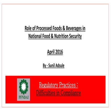 Pfndai role of processed f &amp; b in national food &amp; nutrition security-...