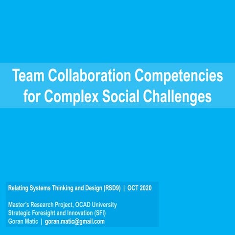 Team Collaboration Competencies for Complex Social Challenges