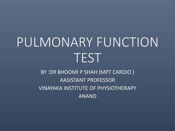 Pulmonary function test | PPT
