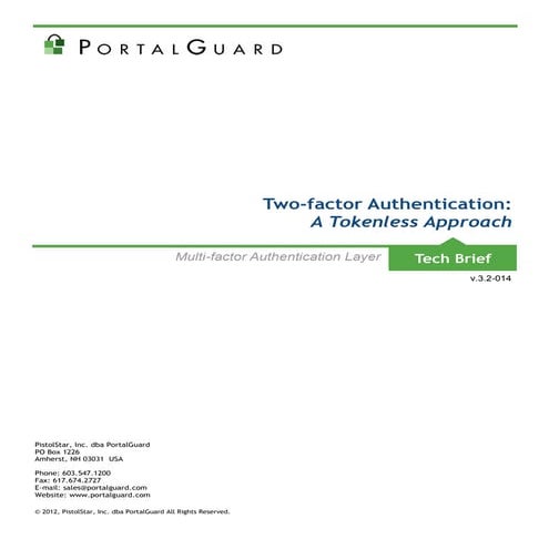 Two-factor Authentication: A Tokenless Approach