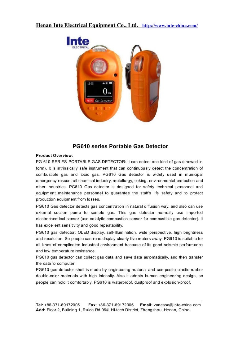 portable single gas detector specification