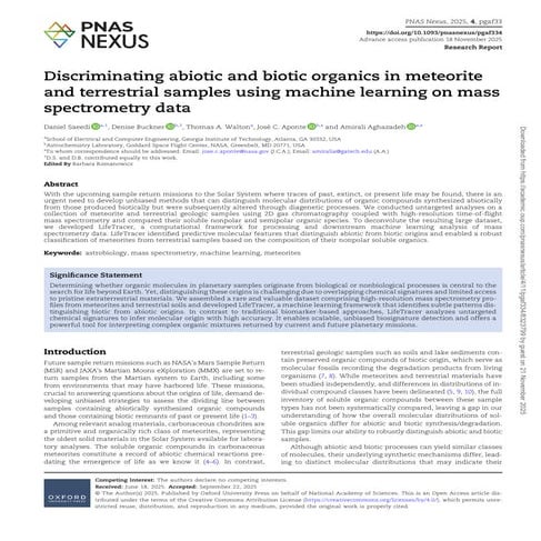 Discriminating abiotic and biotic organics in meteorite and terrestrial sampl...