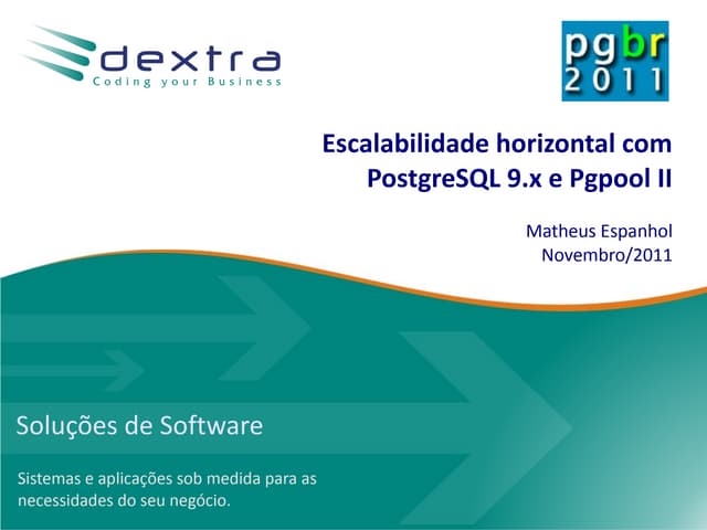 Escalabilidade horizontal com PostgreSQL e Pgpool II