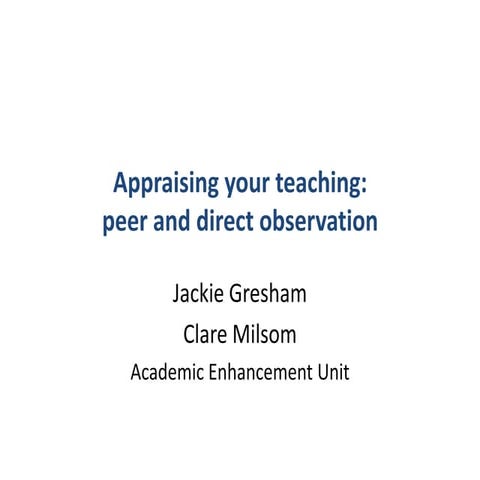 Pg cert appraising your teaching 2011 