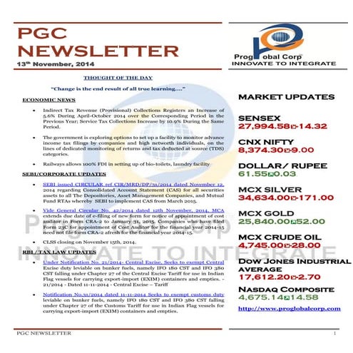 PGC Newsletter 13th November,2014