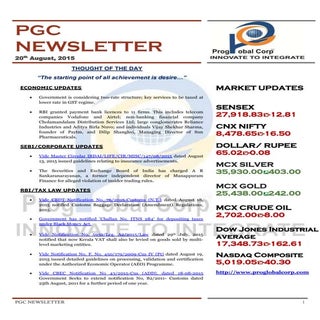 Newsletter dated 20th August, 2015	