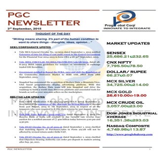Newsletter dated  3rd September,2015