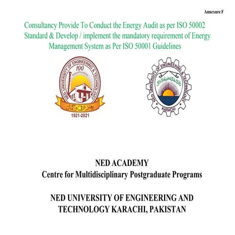 Consultancy Required To Conduct the Energy Audit As per ISO 50002 Standard an...