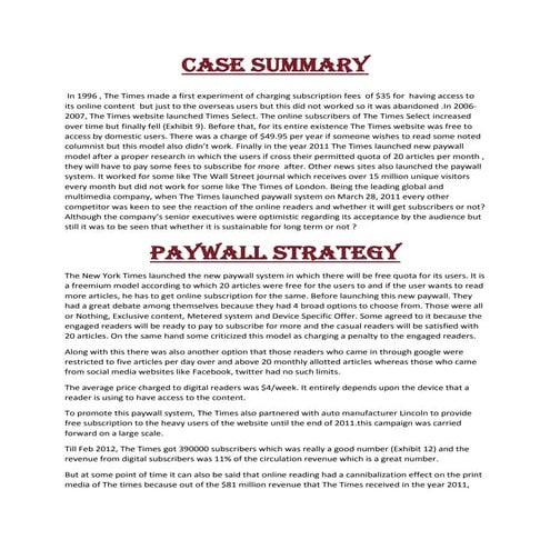 New York times Paywall case study 