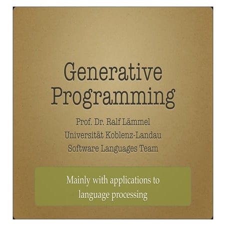 Generative programming (mostly parser generation) | PPT