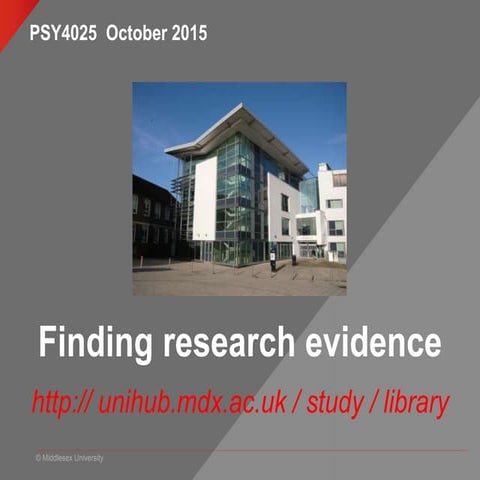 Finding Research Information: PSY4025 conversion students 