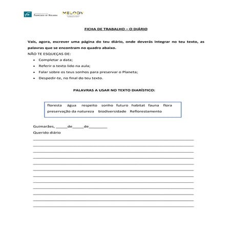 Página de um diário   melody