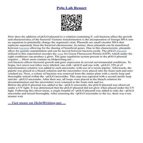 Pglo Lab Report
