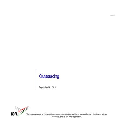 Program Meeting: 'Outsourcing' (St. Louis, Sep 2010)